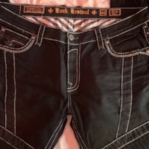 Rock Revival Black Jeans with White Stitching